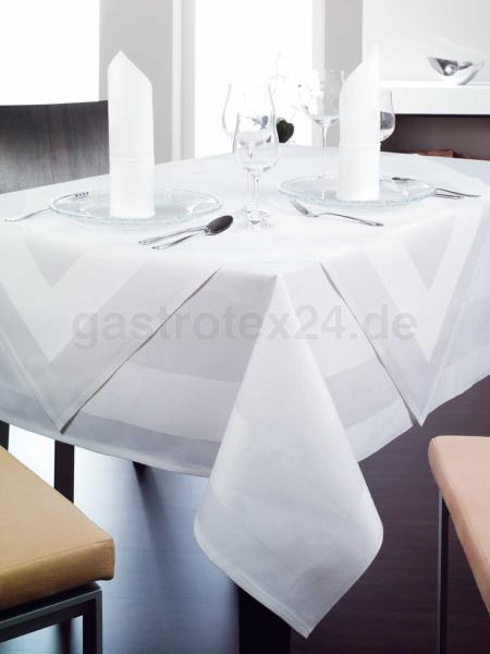 Tischdecke " Paris" weiß mit umlaufenden Atlasstreifen